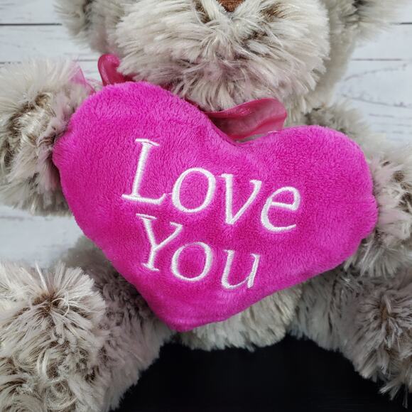 Inter American Gray Teddy Bear Holding Love Heart Plush - Picture 8 of 10